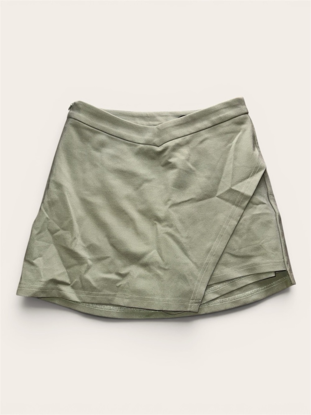 Princess Polly Sage Green Wrap-Style Mini Skirt With Shorts Size 4 NWT